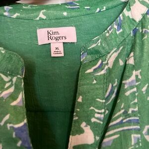 Kim Rogers Green and Blue Women's Top